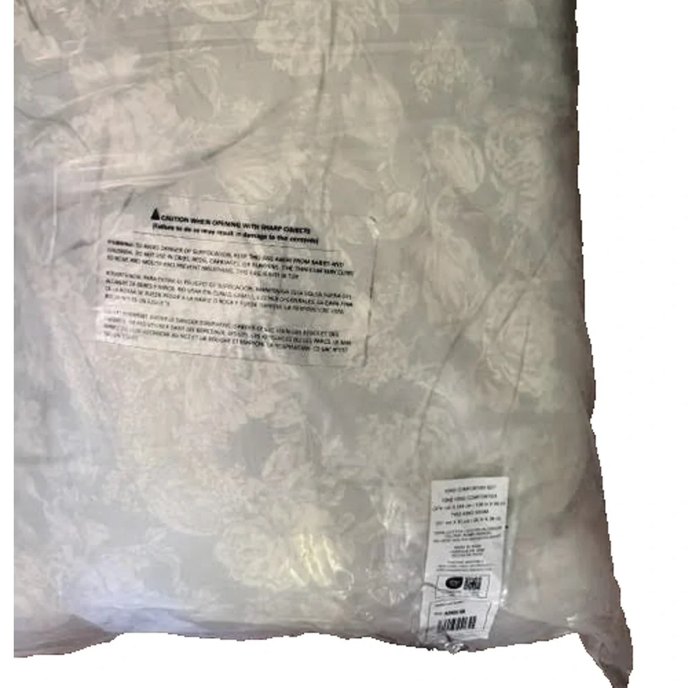 Laura Ashley Meredith Grey King Comforter Set 3 Piece Floral Cotton 108x96